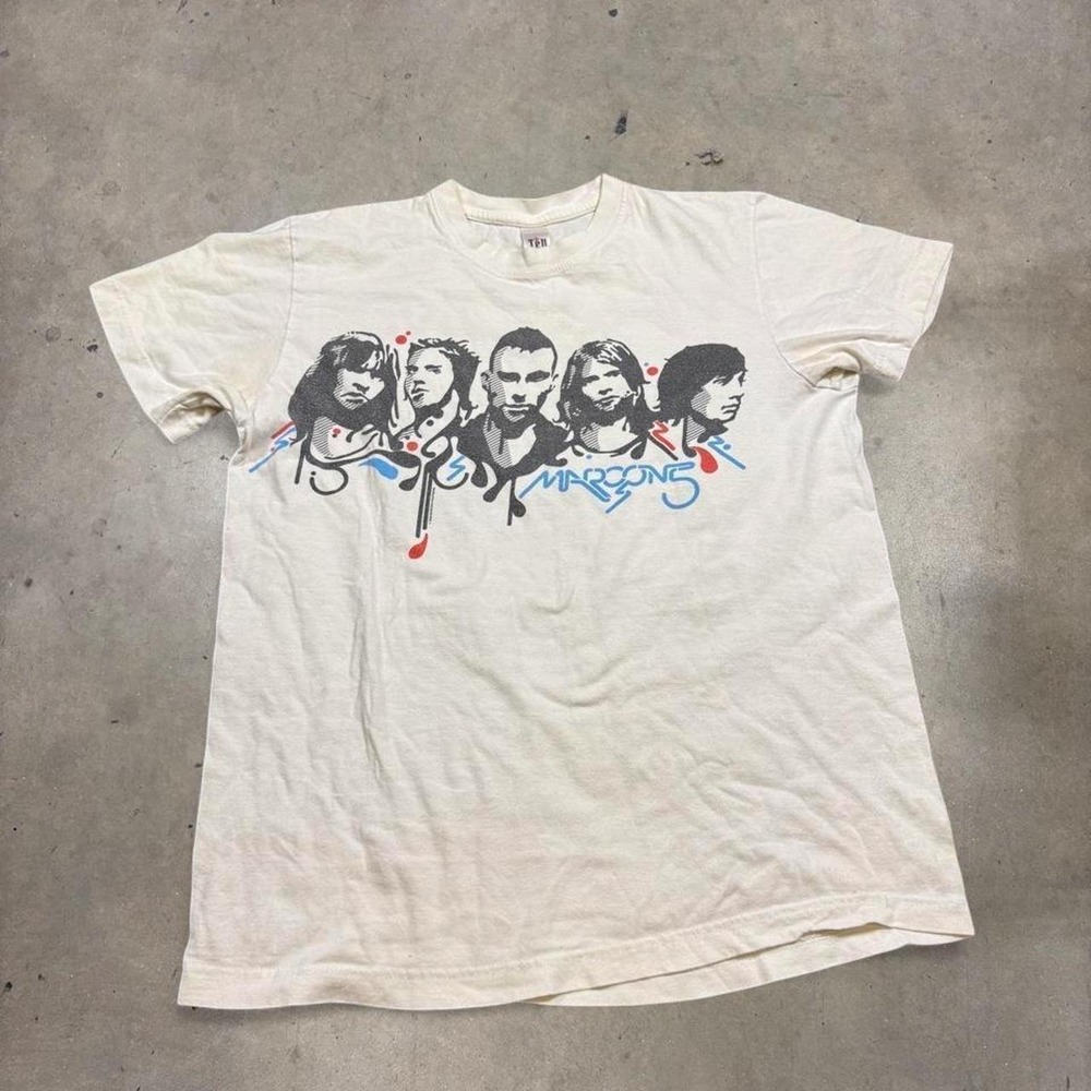 Vintage 2009 Maroon 5 World Tour Graphic T-Shirt White Size Small